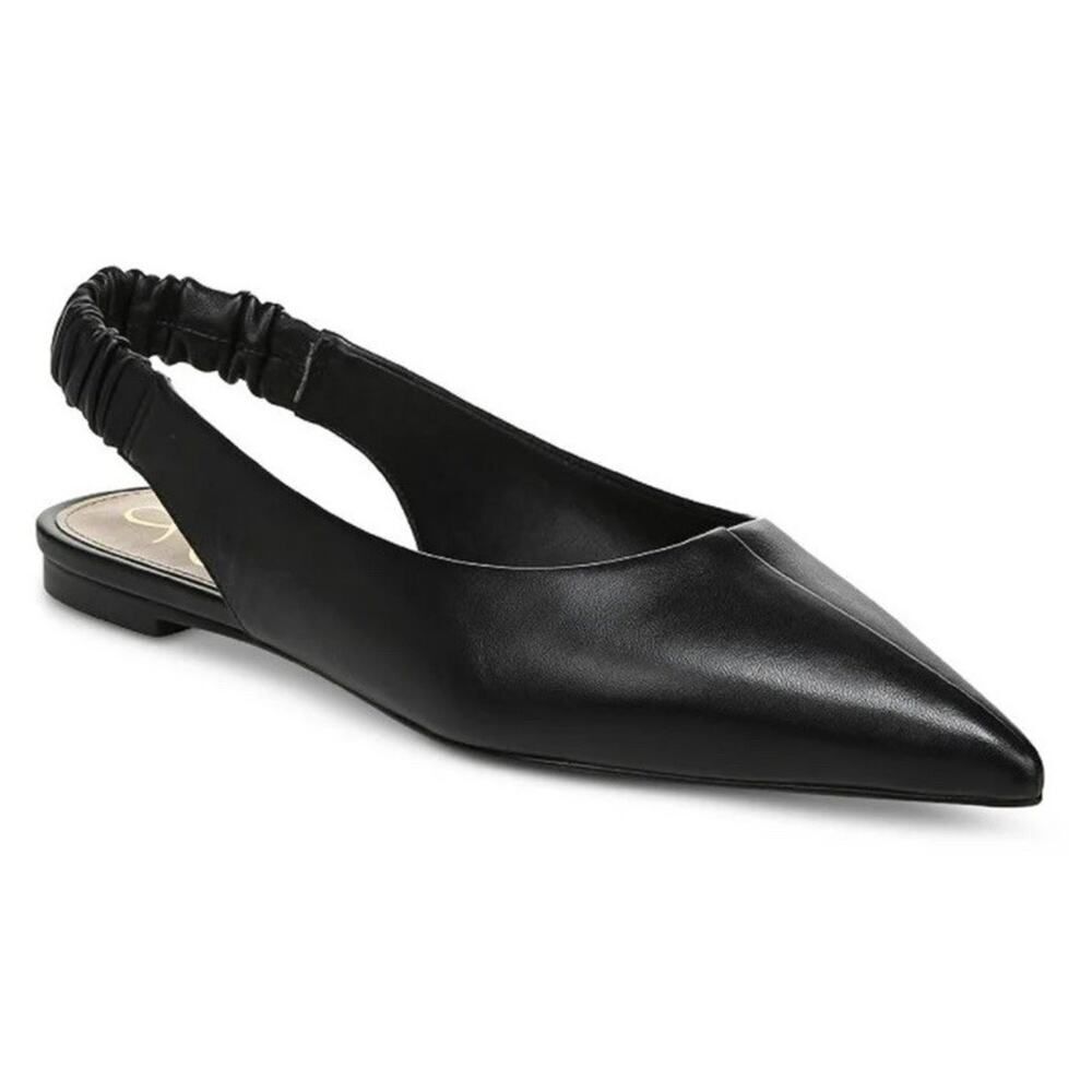 Sam Edelman Whitney Black Leather Slingback Flats Pointed Toe Size 6.5